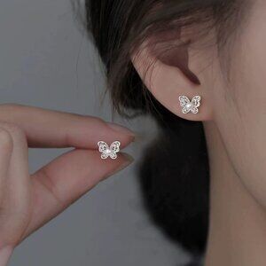 Elegant Silver Butterfly Earrings